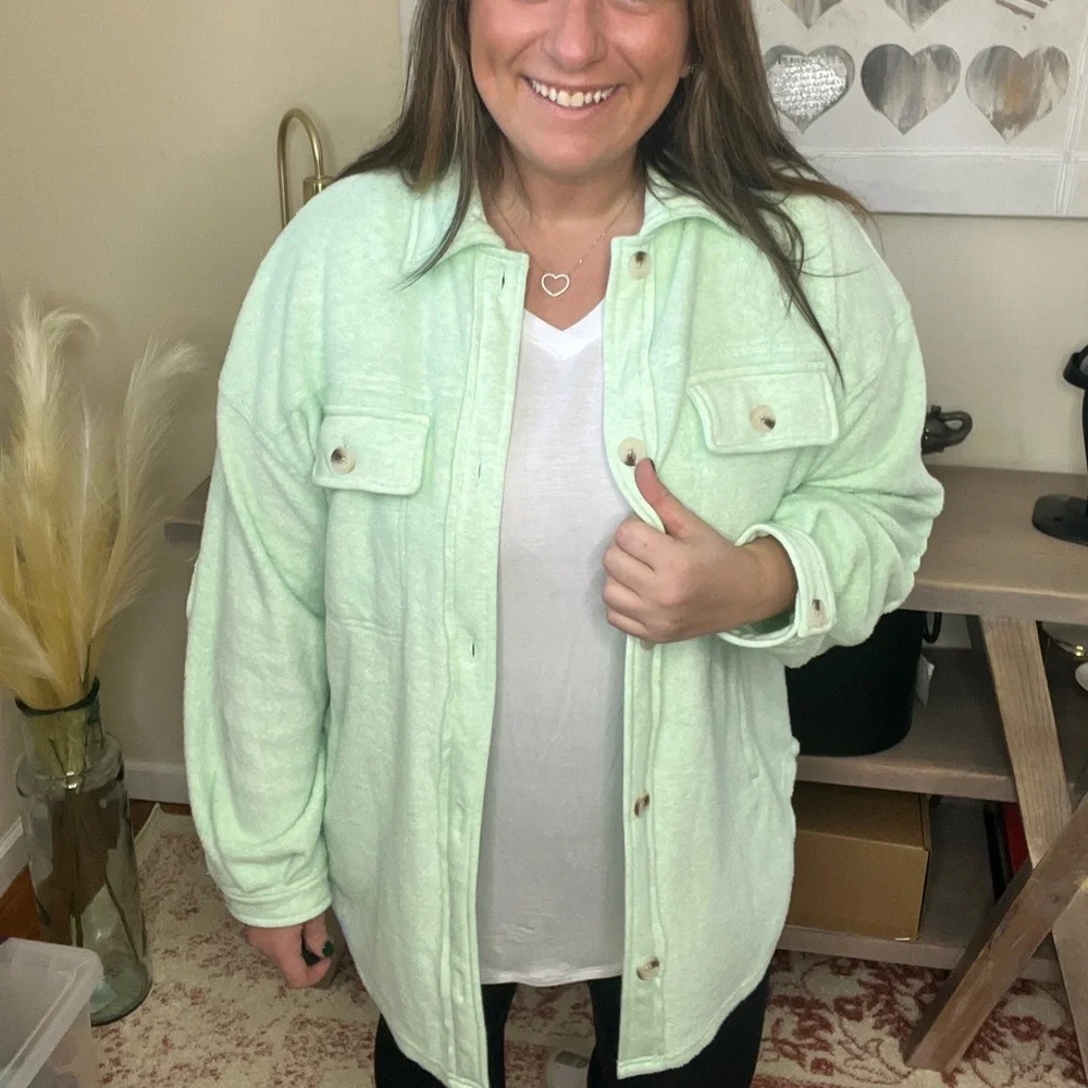 Mint Shacket - Picture 1 of 2